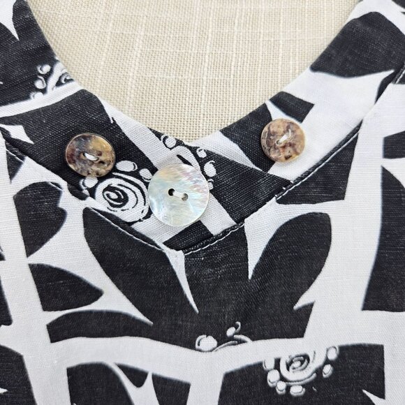 Hot Cotton Linen Cotton Boxy Lagenlook Abstract Tunic Top Women's L Oversized - Picture 5 of 12